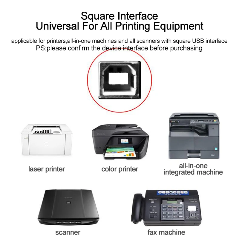 USB 2.0 A to B Type Male to Male 90 Degree UP, Down, Left and Right Corner Cable For Canon Epson HP ZJiang Label Printer DAC