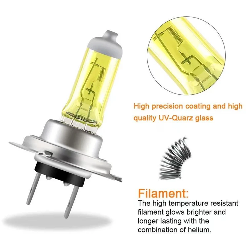 2Pcs Super Bright Yellow Headlamp 3000K 12V55W Low Beam Halogen Car Bulbs H1 H3 H4 H7 H11 H10 H27 Fog Proof Light for Automobile