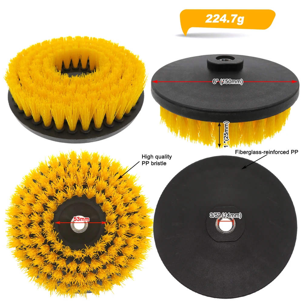 6 Inch Electric Hollow Scrubber Cleaning Brush For Carpet Glass Car Tires Shower Tile Bathroom and Kitchen Surface with Adapter