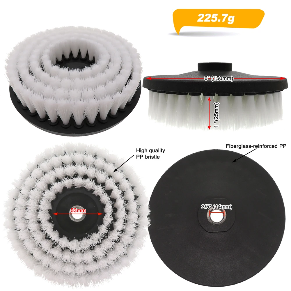 6 Inch Electric Hollow Scrubber Cleaning Brush For Carpet Glass Car Tires Shower Tile Bathroom and Kitchen Surface with Adapter