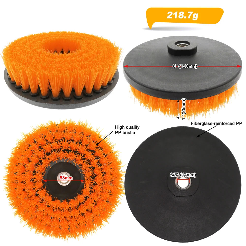 6 Inch Electric Hollow Scrubber Cleaning Brush For Carpet Glass Car Tires Shower Tile Bathroom and Kitchen Surface with Adapter