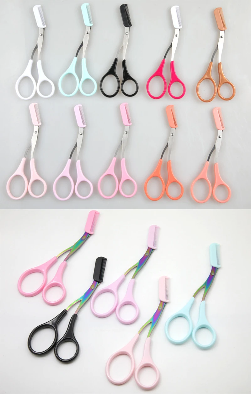 Eyebrow Trimmer Scissor with Comb Facial Eyelash Hair Removal Grooming Shaping Eyebrow Shaver Cosmetic Makeup Accessories Eyebr