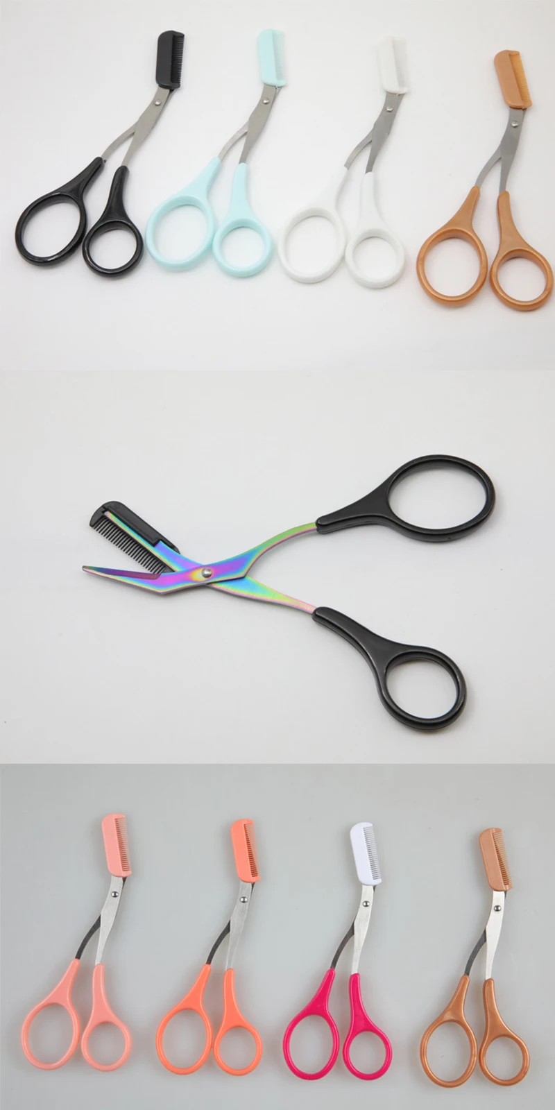 Eyebrow Trimmer Scissor with Comb Facial Eyelash Hair Removal Grooming Shaping Eyebrow Shaver Cosmetic Makeup Accessories Eyebr