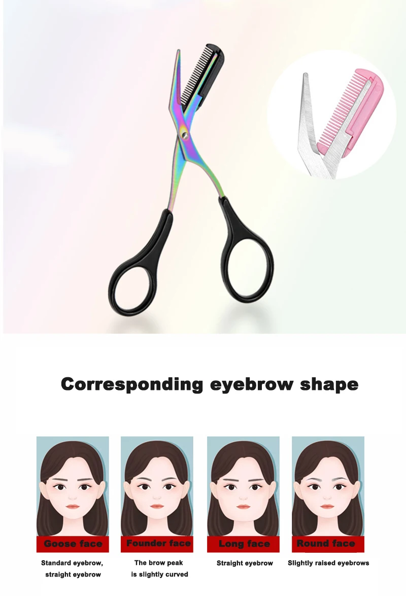 Eyebrow Trimmer Scissor with Comb Facial Eyelash Hair Removal Grooming Shaping Eyebrow Shaver Cosmetic Makeup Accessories Eyebr