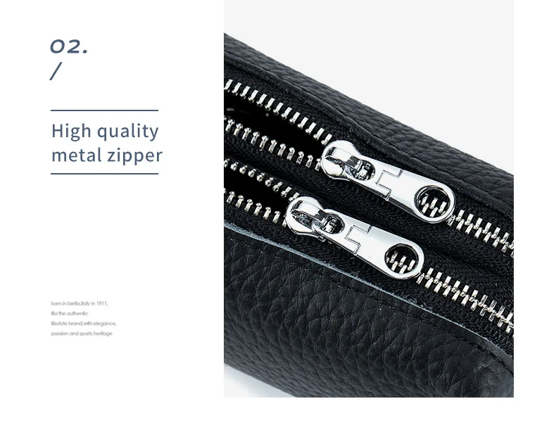 Made of Genuine Leather Car Key Wallets Fashion Key Holder Housekeeper Keys Organizer Double Zipper Keychain Case Key Coin Pouch