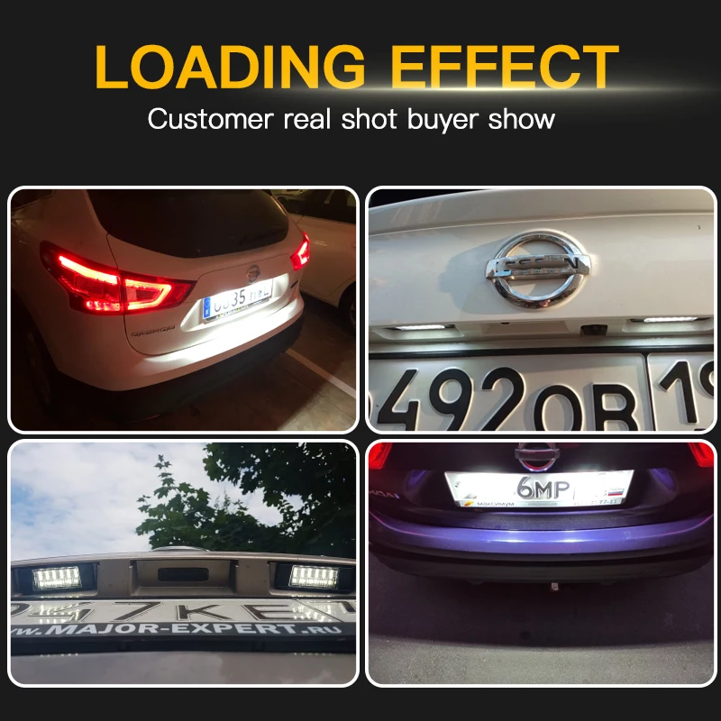 2Pcs Error Free Xenon White LED License Plate light For Infiniti Q50 Nissan Primera P12 NV200 Pathfinder R51 Versa Qashqai J10