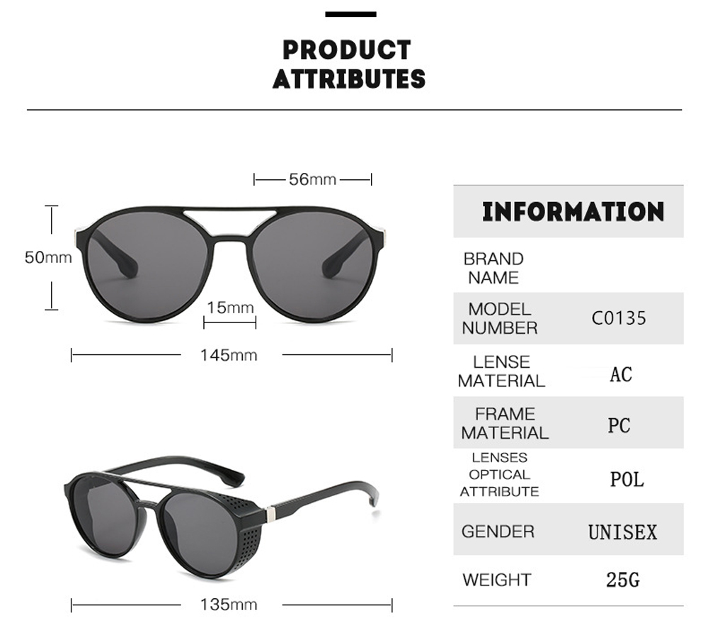 UV400 Punk Sun Glasses - Men's Retro Style Sunglasses by MUSELIFE