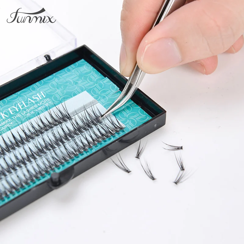 1pc FUNMIX Natural Fishtail Type Dovetail Fly Eyelash Soft Mink Eyelash For Fake Eyelashes Extension Makeup Tool