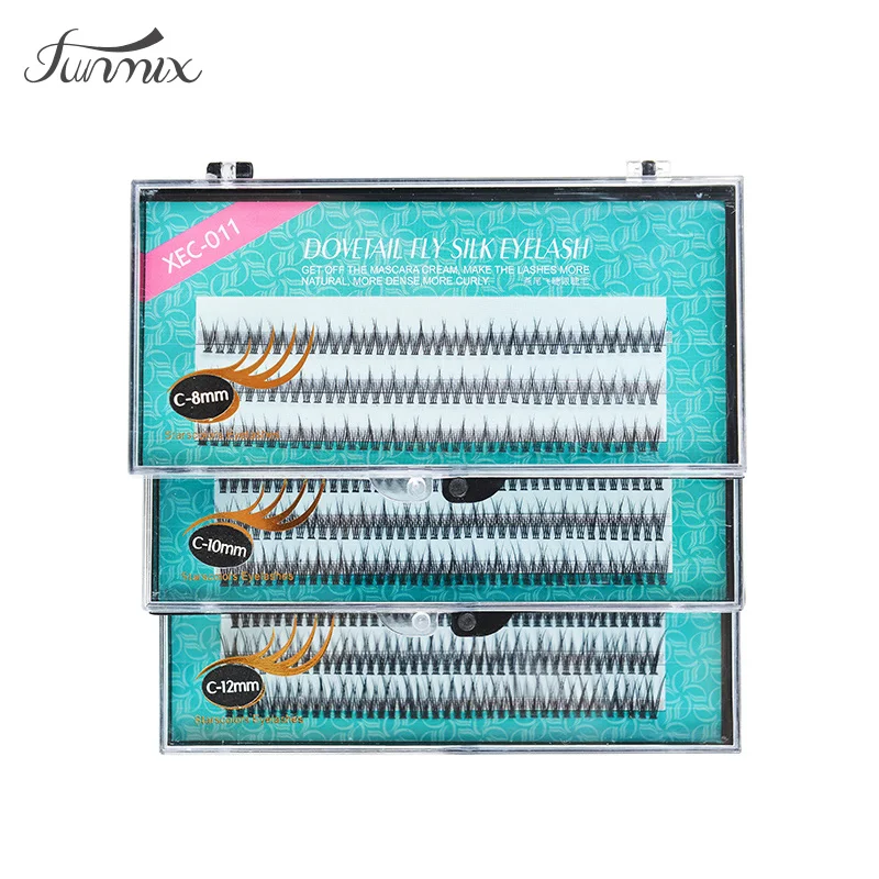 1pc FUNMIX Natural Fishtail Type Dovetail Fly Eyelash Soft Mink Eyelash For Fake Eyelashes Extension Makeup Tool
