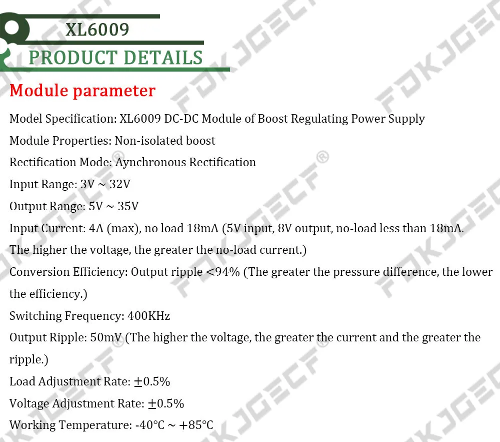 XL6009 4A Boost Converter Step Up Adjustable 15W 5-32V to 5-50V DC-DC Power Supply Module High Performance Low Ripple