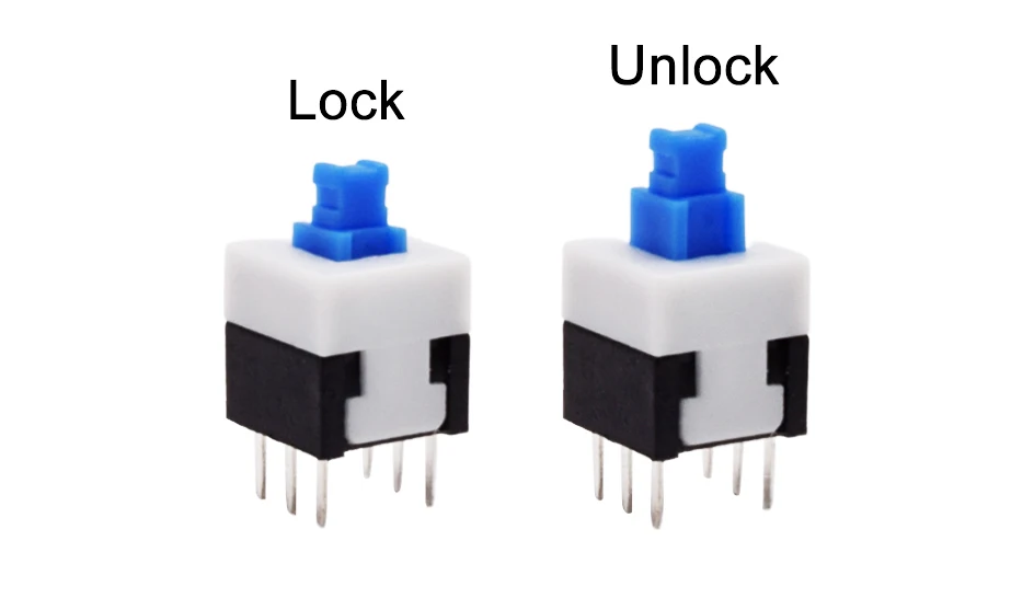 10pcs PCB Tact Tactile Micro Mini Latching Push Button On Off Self Lock UnLock Switch DIP 6 Pin Cap 5.8*5.8/7*7/8*8/8.5*8.5mm