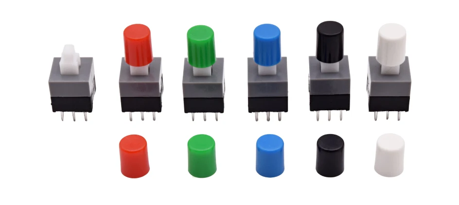10pcs PCB Tact Tactile Micro Mini Latching Push Button On Off Self Lock UnLock Switch DIP 6 Pin Cap 5.8*5.8/7*7/8*8/8.5*8.5mm