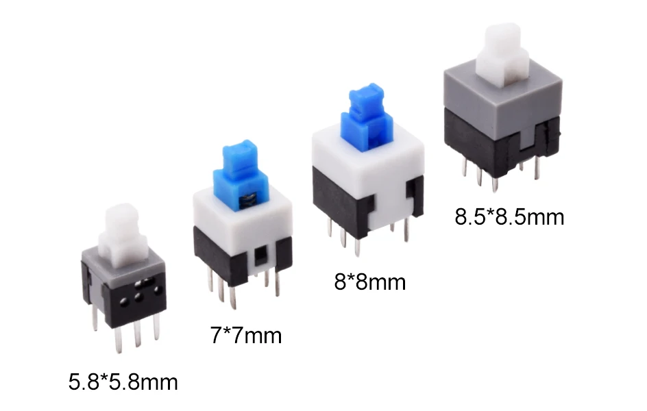 10pcs PCB Tact Tactile Micro Mini Latching Push Button On Off Self Lock UnLock Switch DIP 6 Pin Cap 5.8*5.8/7*7/8*8/8.5*8.5mm