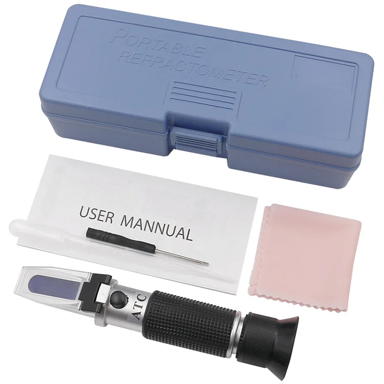 ATC Handheld Refractometer 0‑90% Brix Optical Sugar Detector Fruit Sauce Concentration Measuring Tool With Box
