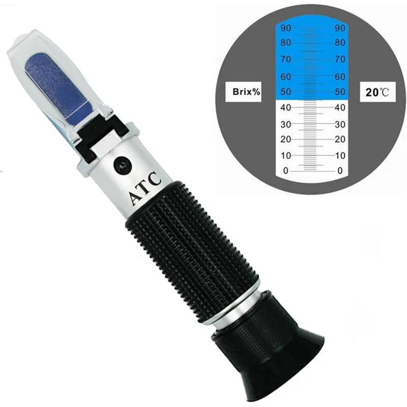 ATC Handheld Refractometer 0‑90% Brix Optical Sugar Detector Fruit Sauce Concentration Measuring Tool With Box