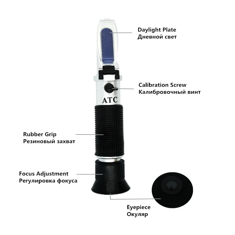 ATC Handheld Refractometer 0‑90% Brix Optical Sugar Detector Fruit Sauce Concentration Measuring Tool With Box