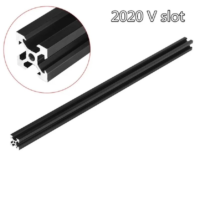 1PC Black 2020 V-Slot European Standard Anodized Aluminum Profile Extrusion 100mm-800mm Length Linear Rail for CNC 3D Printer