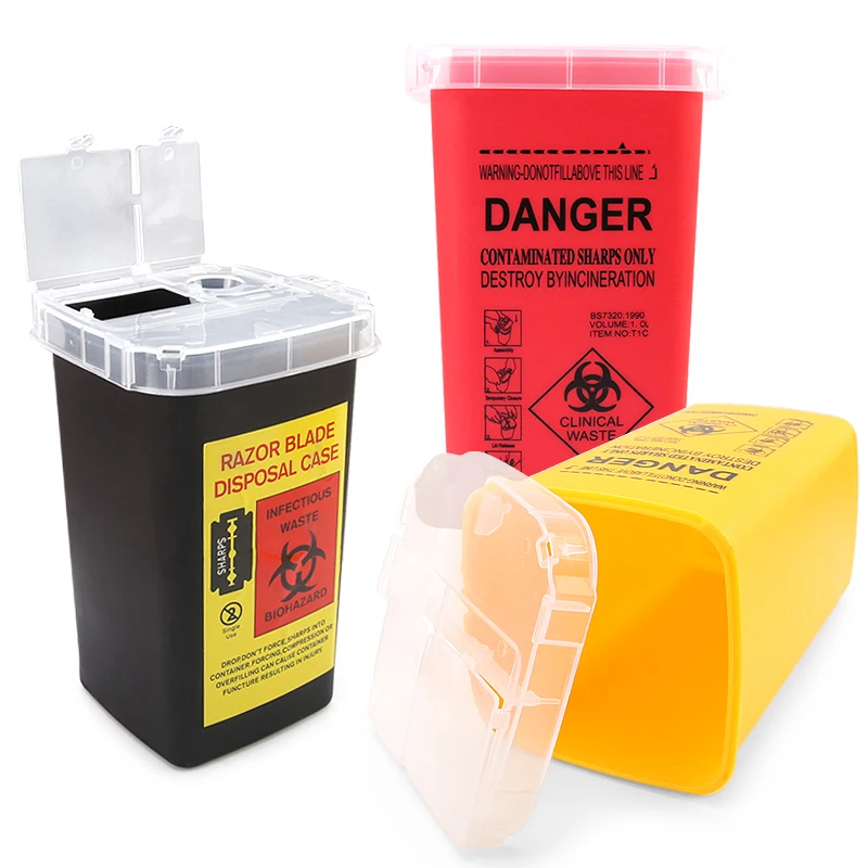 1L Plastic Tattoo Waste Box Medical Supplies Container Disposable Microblading Sharps Needle Tips Accessories For Eyebrows