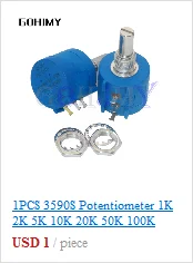 3590S Multiturn Potentiometer 500 1K 2K 5K 10K 20K 50K 100K ohm Potentiometer Adjustable Resistor 3590 102 202 502 103