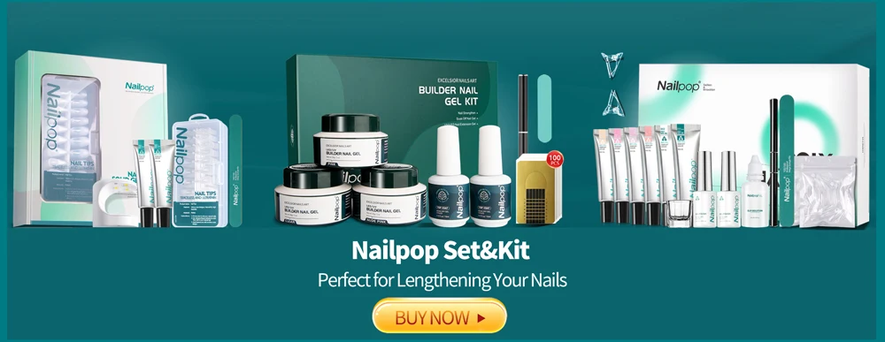 Nailpop Fast Dry Nail Glue with Brush Nail Art Tips Glitter Acrylic Decoration Nail Art Tools Manicure Accessories 2pcs