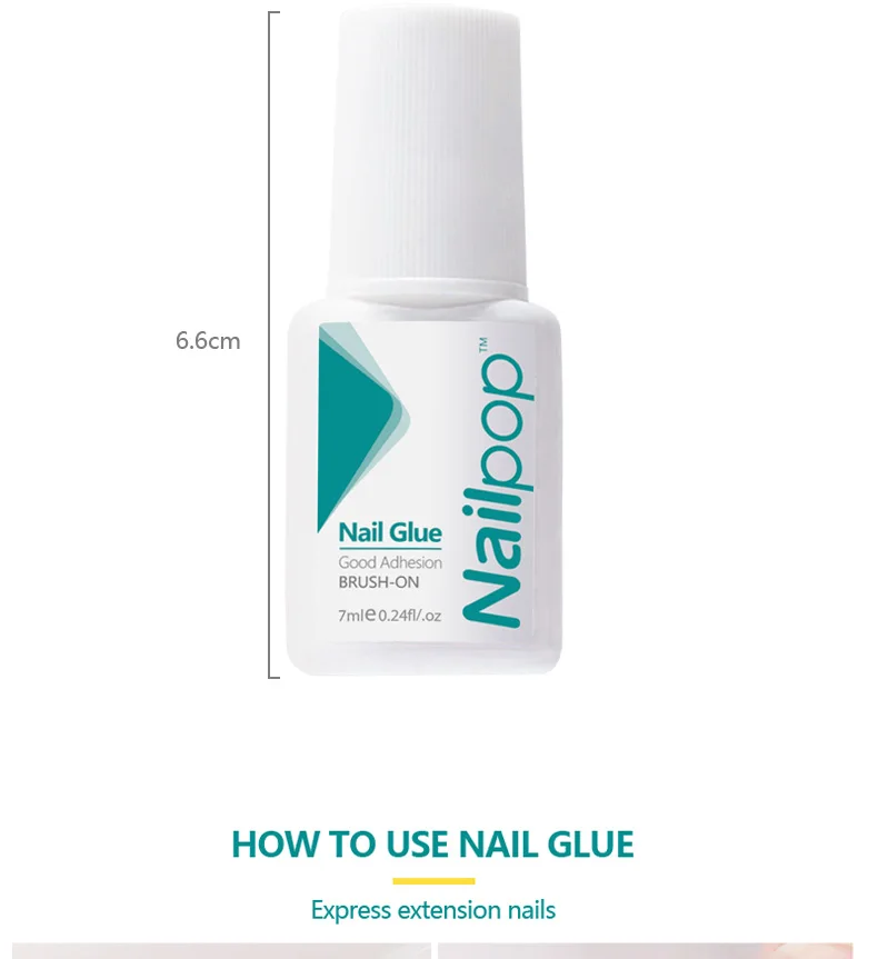 Nailpop Fast Dry Nail Glue with Brush Nail Art Tips Glitter Acrylic Decoration Nail Art Tools Manicure Accessories 2pcs