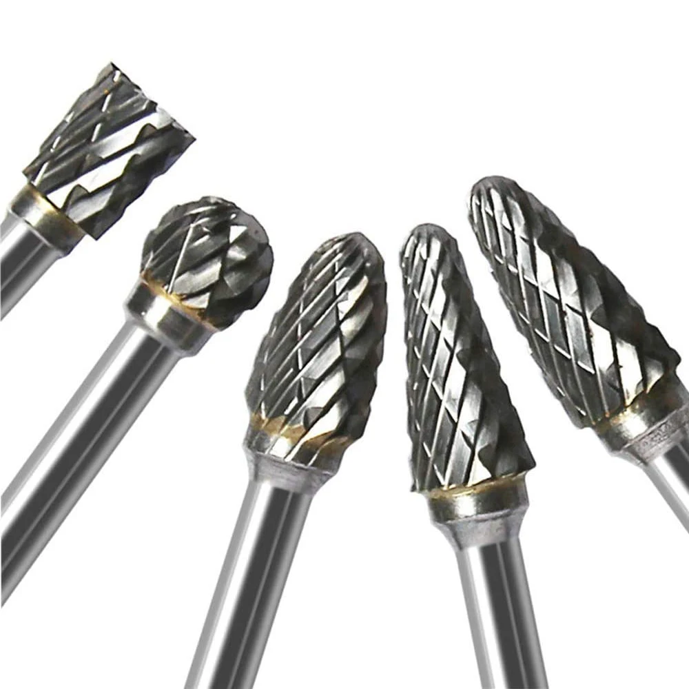 Tungsten Carbide Rotary Burr 10pcs Carving Burr Bits Double Diamond Cut Dremel Tools for Wood Stone Carving Steel Metal Working