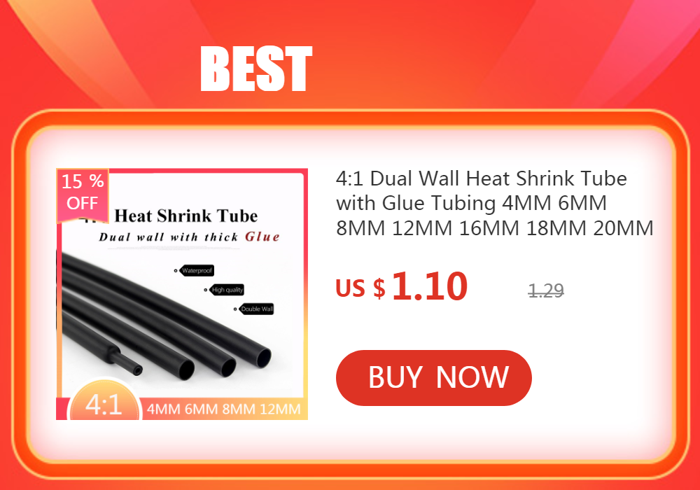 1M 3:1 Ratio Dual Wall Heat Shrink Tube Thick Glue Shrinkable Tubing Adhesive Lined Wrap Wire Kit 1.6/2.4/3.2/4.8/6.4/7.9/mm