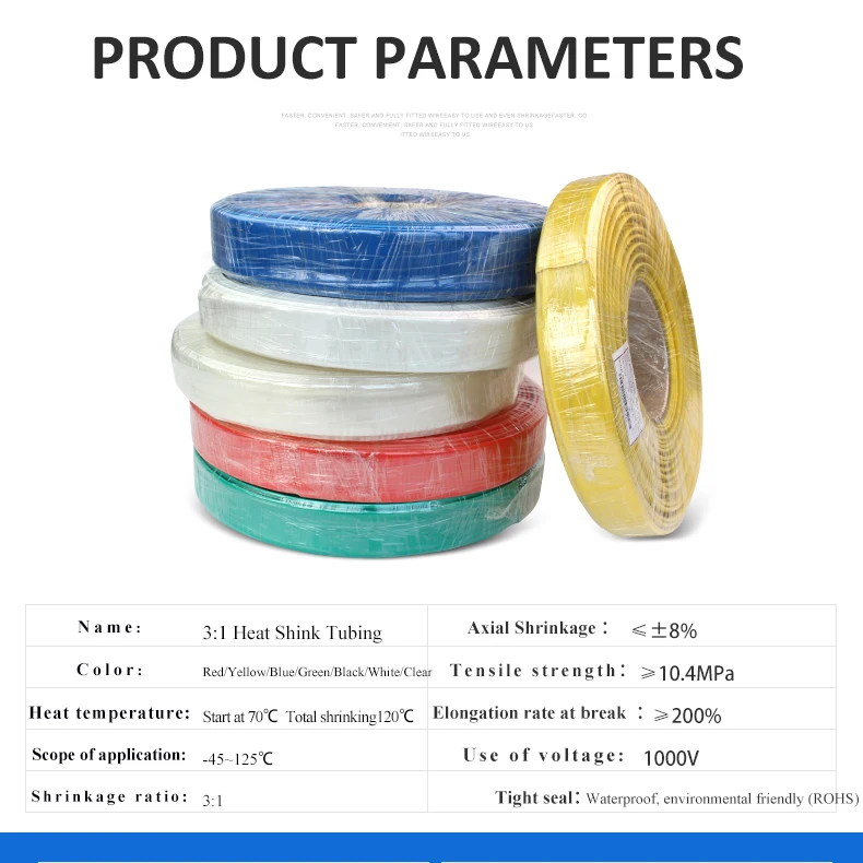 1M 3:1 Ratio Dual Wall Heat Shrink Tube Thick Glue Shrinkable Tubing Adhesive Lined Wrap Wire Kit 1.6/2.4/3.2/4.8/6.4/7.9/mm