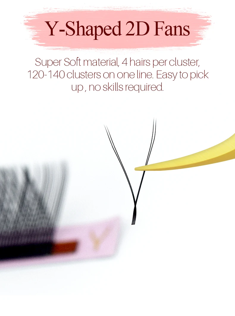 SONG LASHES New Premade Fans YY Shape Black Brown Eyelash Extension Two Tips C/D Curl High Quality Fans