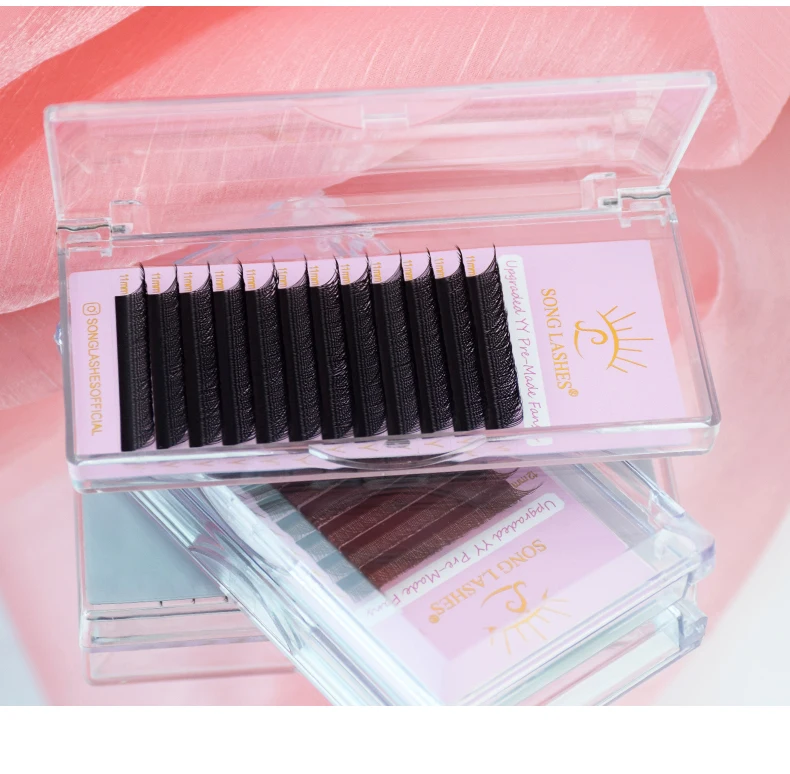 SONG LASHES New Premade Fans YY Shape Black Brown Eyelash Extension Two Tips C/D Curl High Quality Fans