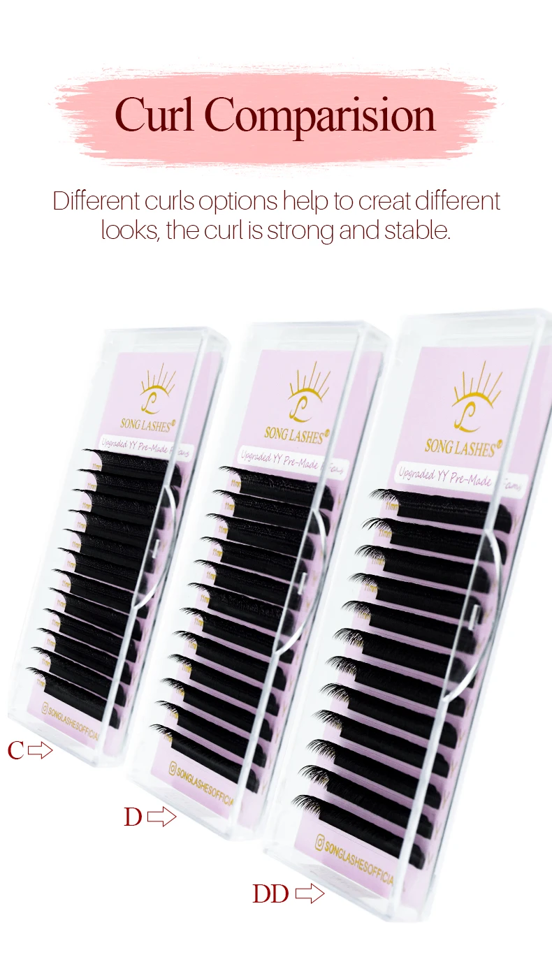 SONG LASHES New Premade Fans YY Shape Black Brown Eyelash Extension Two Tips C/D Curl High Quality Fans