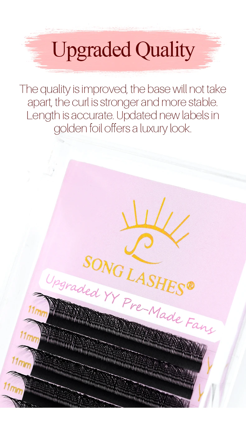 SONG LASHES New Premade Fans YY Shape Black Brown Eyelash Extension Two Tips C/D Curl High Quality Fans