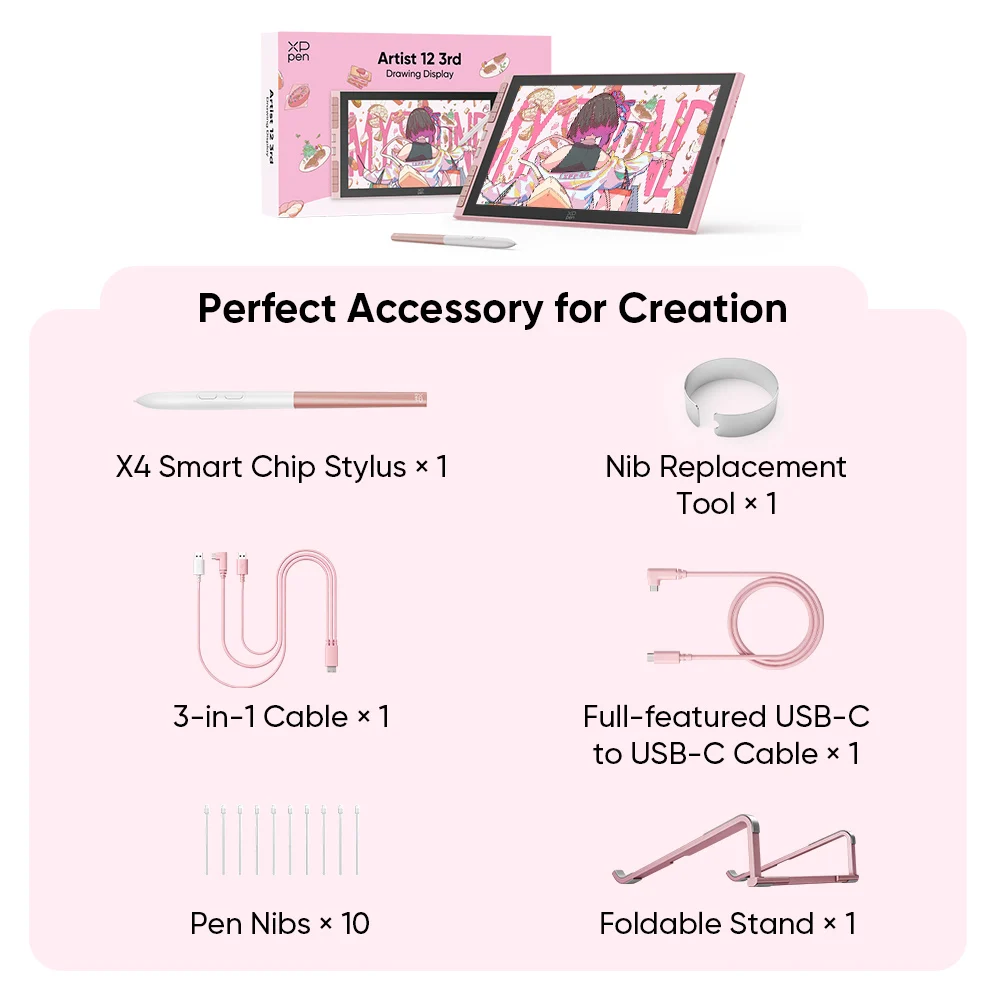 XPPen Artist 12 3rd 11.9-inch Graphics Monitor with X4 Smart Stylus 2 Dials 8 Keys Foldable Stand for Drawing Design Kids Gifts
