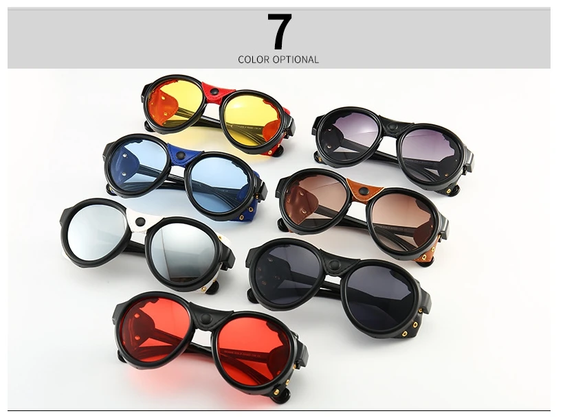 46311 Steam Punk Oval Windproof Goggle Sunglasses Vintage Men Women Shades UV400 Vintage Glasses
