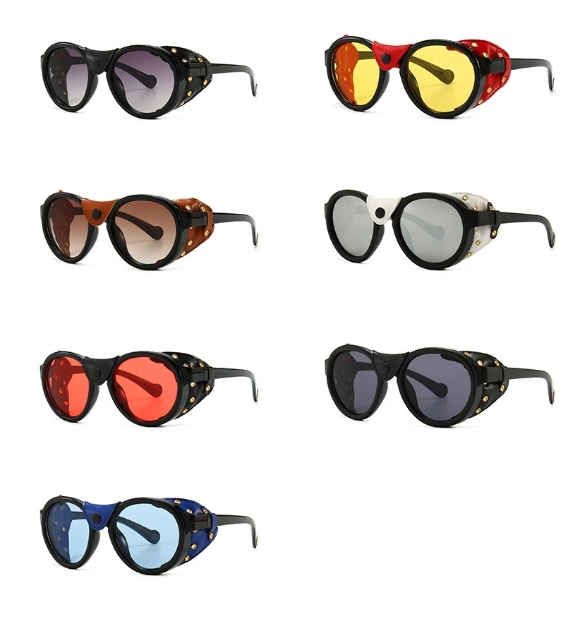 46311 Steam Punk Oval Windproof Goggle Sunglasses Vintage Men Women Shades UV400 Vintage Glasses