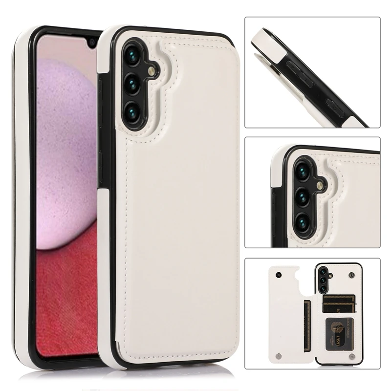 Wallet Double Button Flip Leather Case For Samsung Galaxy S25 Edge S24 Plus S23 S22 Ultra S21/S20 FE A16 A17 A26 A35 A36 A55 A56