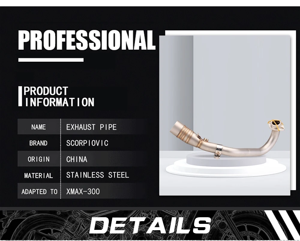 For X MAX 300 XMAX300 XMAX 250 XMAX250 2017 2018 2019 2020 2021 Middle Link Pipe full system Fit All 51mm Exhaust Muffler