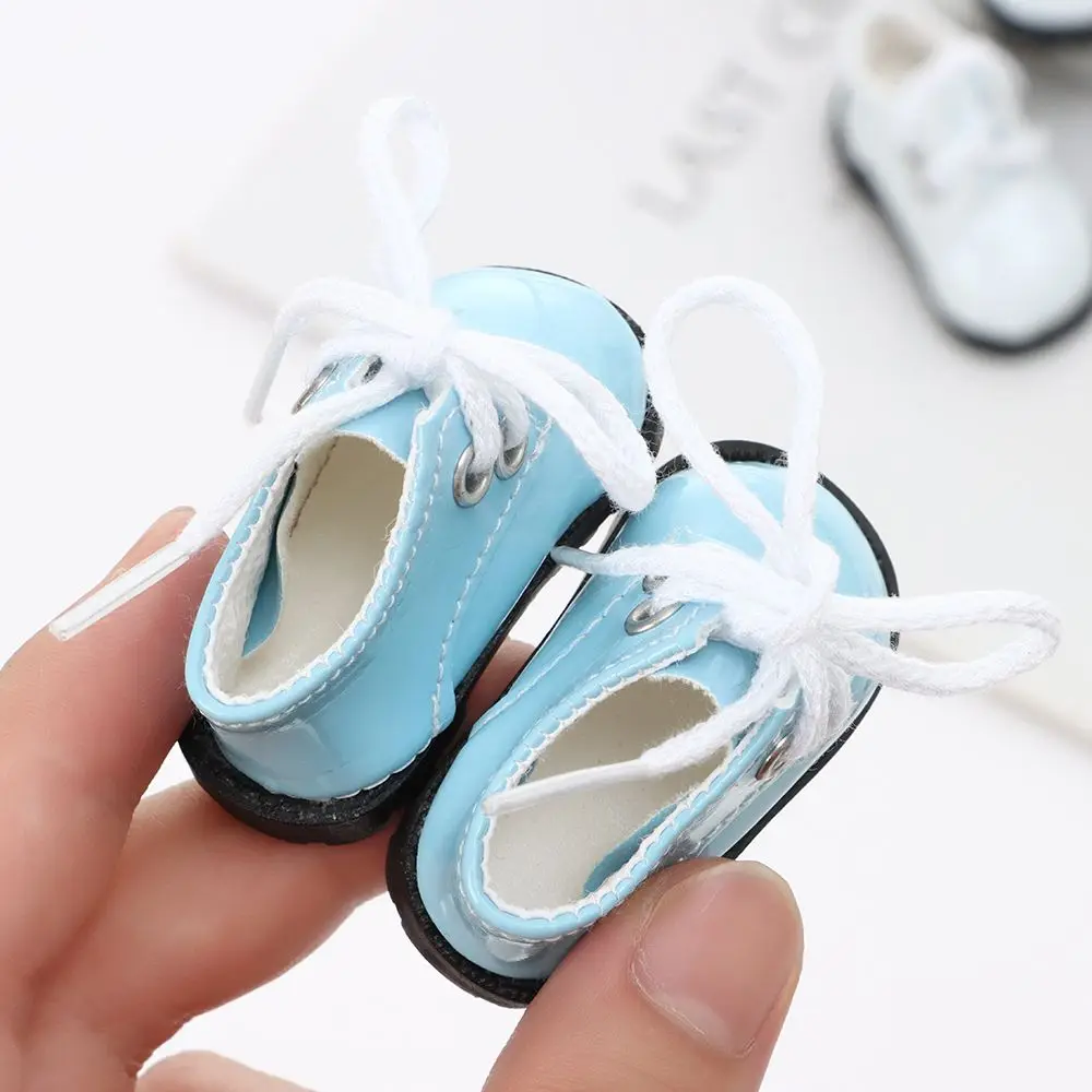 5.5cm Doll Toy Bright Leather Shoes for 1/6 Doll Toys Accessories Handmade Cute Doll Bandage Shoes Girls Gifts Doll Accessories