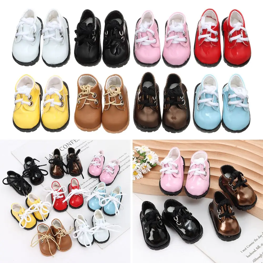 5.5cm Doll Toy Bright Leather Shoes for 1/6 Doll Toys Accessories Handmade Cute Doll Bandage Shoes Girls Gifts Doll Accessories