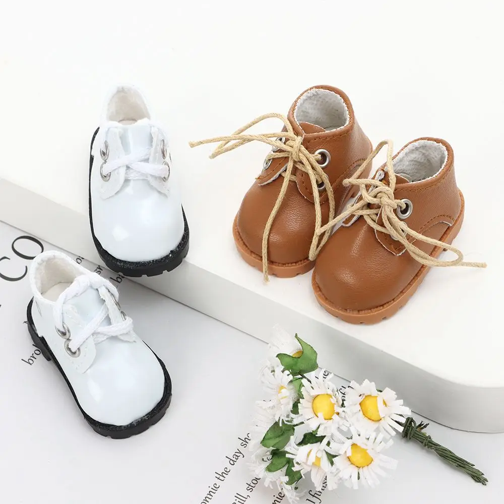 5.5cm Doll Toy Bright Leather Shoes for 1/6 Doll Toys Accessories Handmade Cute Doll Bandage Shoes Girls Gifts Doll Accessories