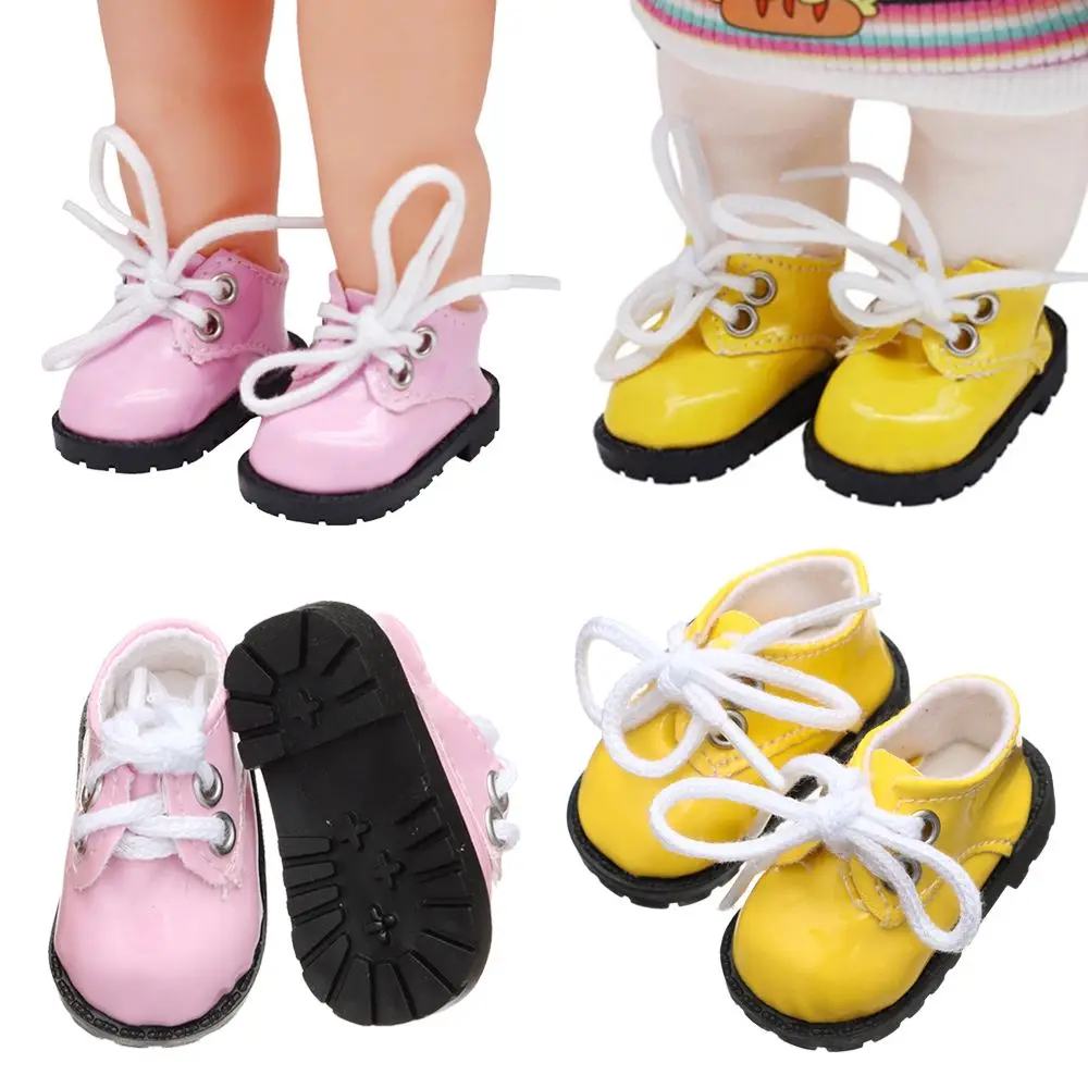 5.5cm Doll Toy Bright Leather Shoes for 1/6 Doll Toys Accessories Handmade Cute Doll Bandage Shoes Girls Gifts Doll Accessories