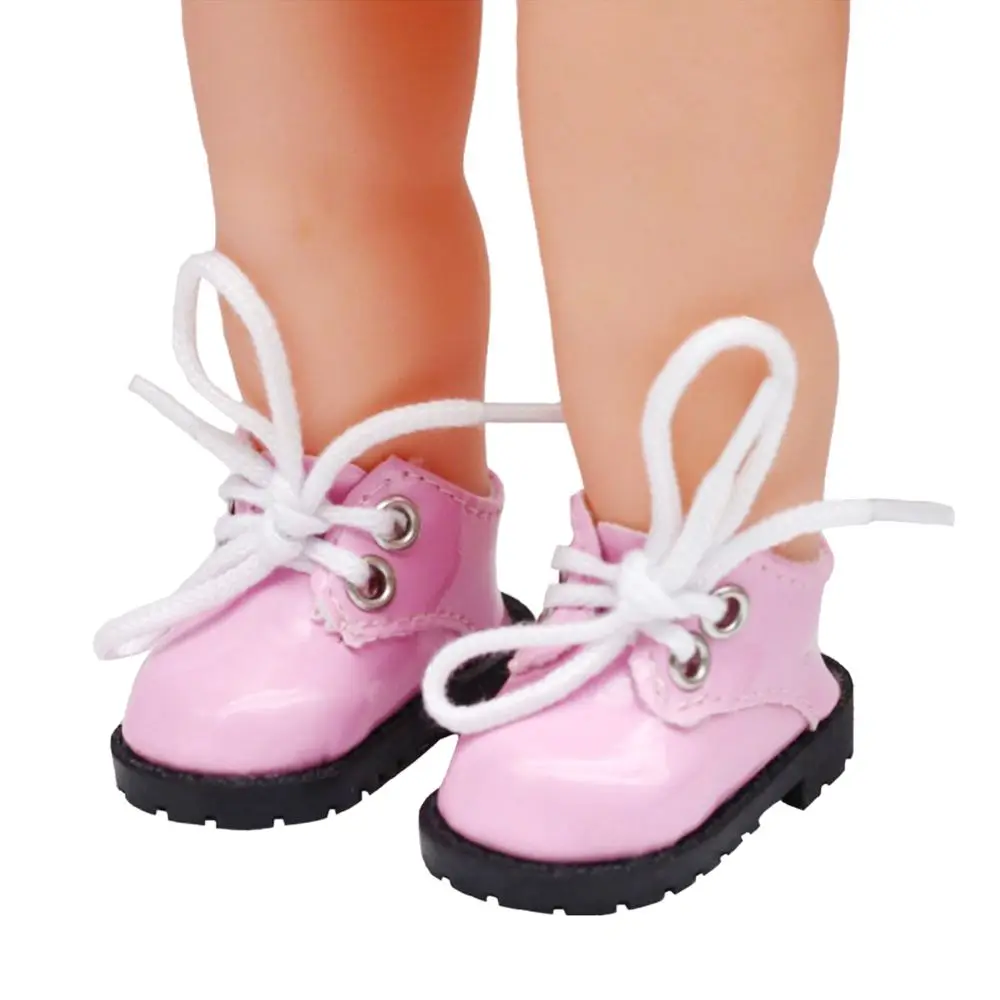 5.5cm Doll Toy Bright Leather Shoes for 1/6 Doll Toys Accessories Handmade Cute Doll Bandage Shoes Girls Gifts Doll Accessories
