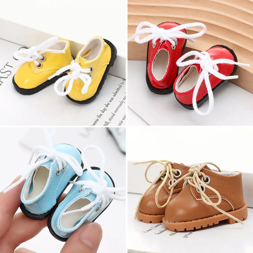 5.5cm Doll Toy Bright Leather Shoes for 1/6 Doll Toys Accessories Handmade Cute Doll Bandage Shoes Girls Gifts Doll Accessories