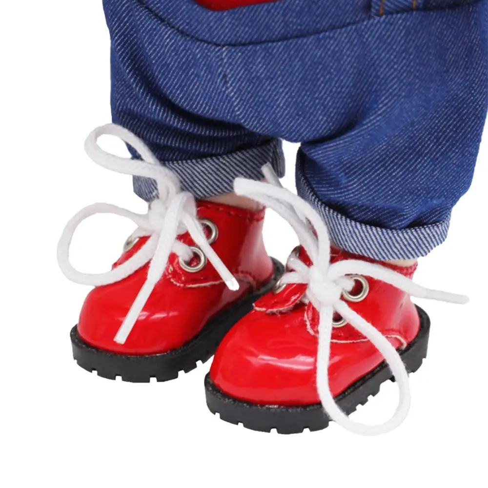5.5cm Doll Toy Bright Leather Shoes for 1/6 Doll Toys Accessories Handmade Cute Doll Bandage Shoes Girls Gifts Doll Accessories