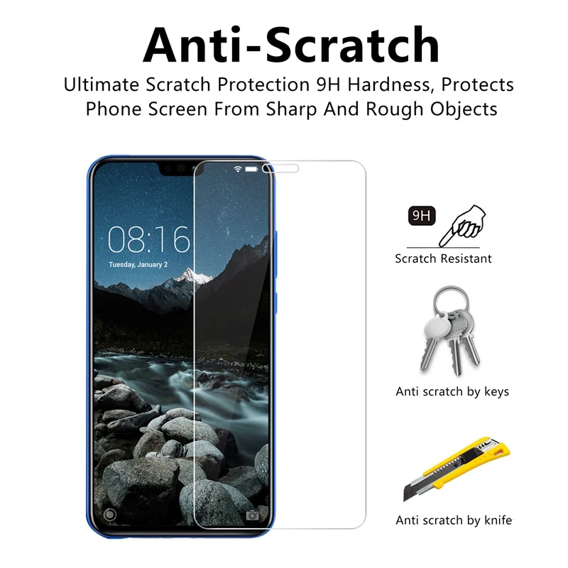 2pcs! Tempered Glass Toughed 9H HD Screen Protector for Honor 10 9 Lite Note 10 8 Protective Glass on Huawei Honor Play View 10