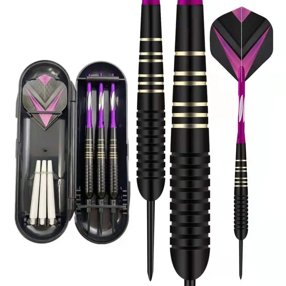 3pcs/set Professional Darts Free Carry Box 23g Total Length 16.5cm Black Golden Color Steel Tip Darts With Aluminum Shaft