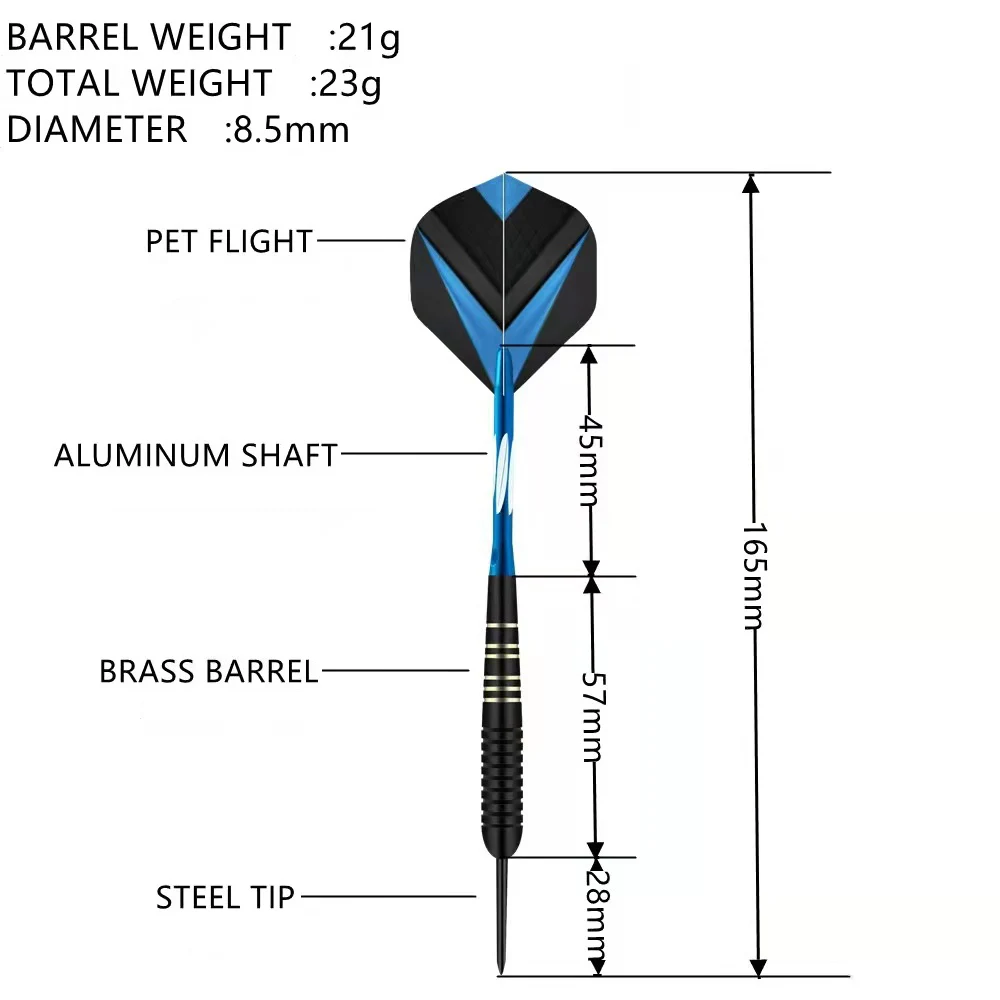 3pcs/set Professional Darts Free Carry Box 23g Total Length 16.5cm Black Golden Color Steel Tip Darts With Aluminum Shaft
