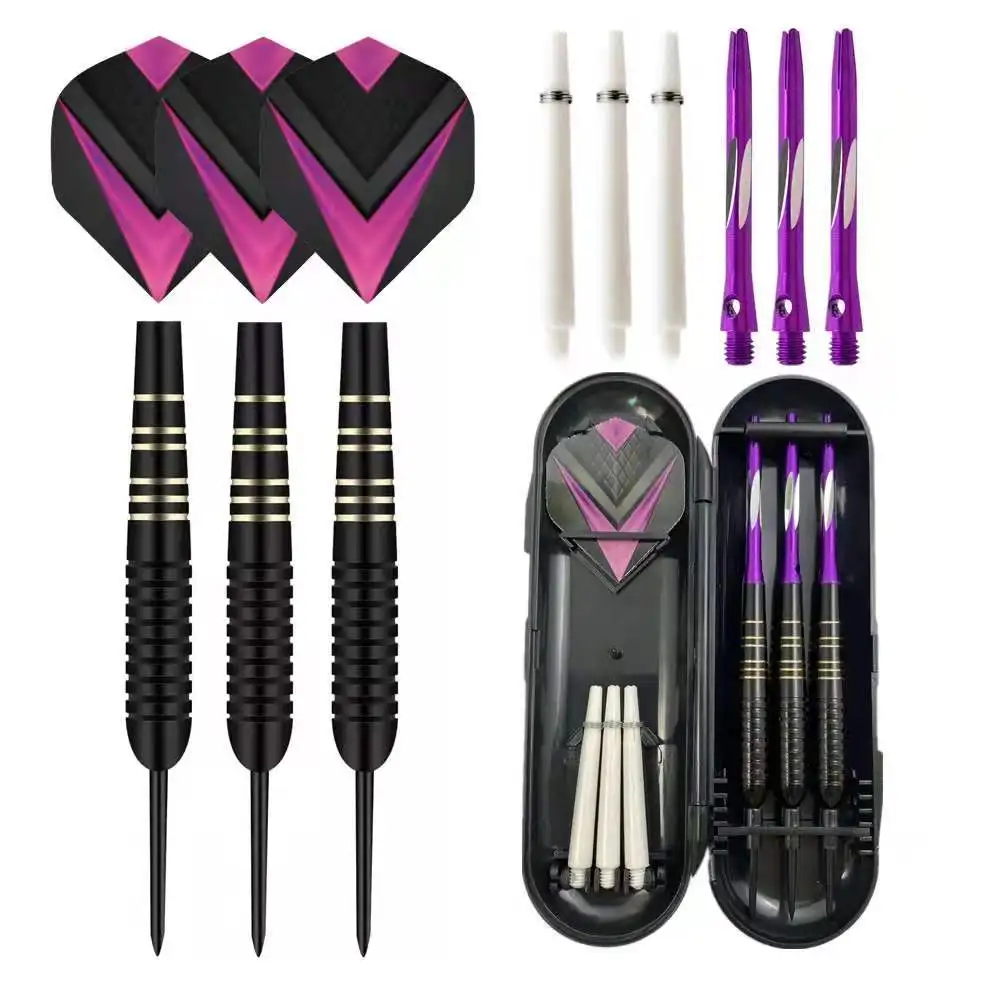 3pcs/set Professional Darts Free Carry Box 23g Total Length 16.5cm Black Golden Color Steel Tip Darts With Aluminum Shaft