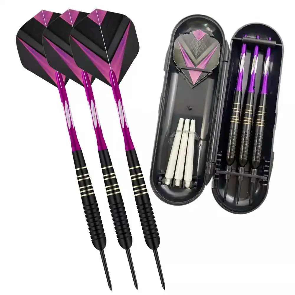 3pcs/set Professional Darts Free Carry Box 23g Total Length 16.5cm Black Golden Color Steel Tip Darts With Aluminum Shaft