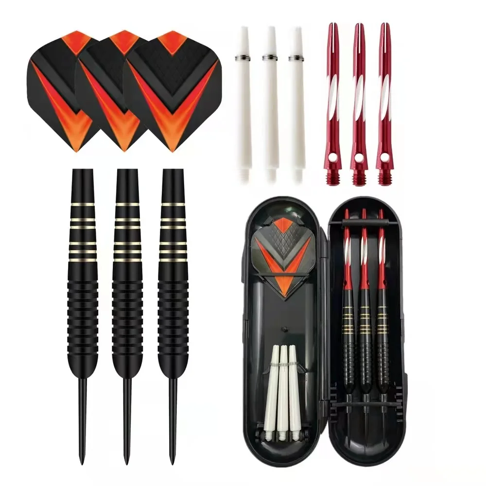 3pcs/set Professional Darts Free Carry Box 23g Total Length 16.5cm Black Golden Color Steel Tip Darts With Aluminum Shaft